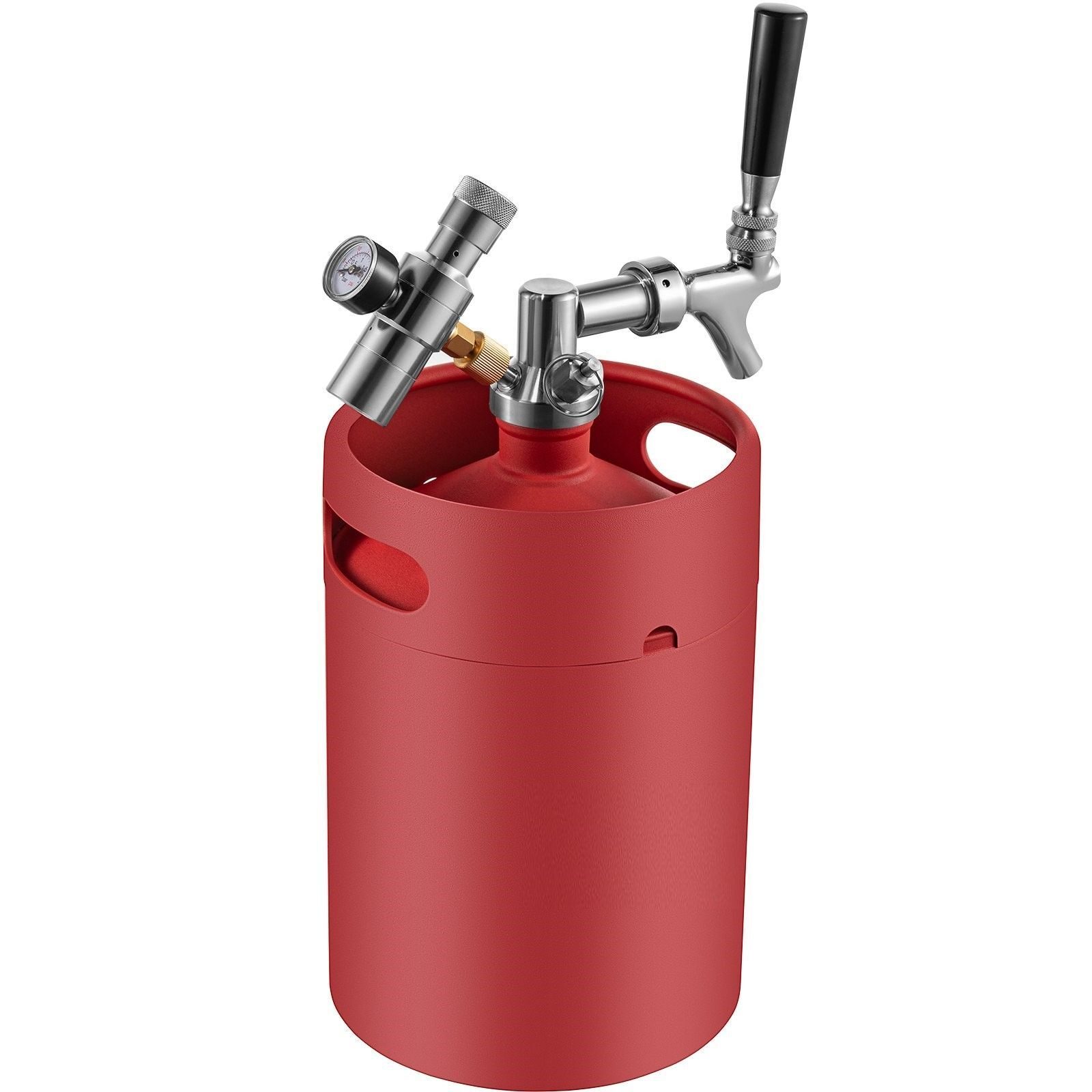 Set 5L bierdispenser met drukregelaar-manometer gemaakt van roestvrij staal