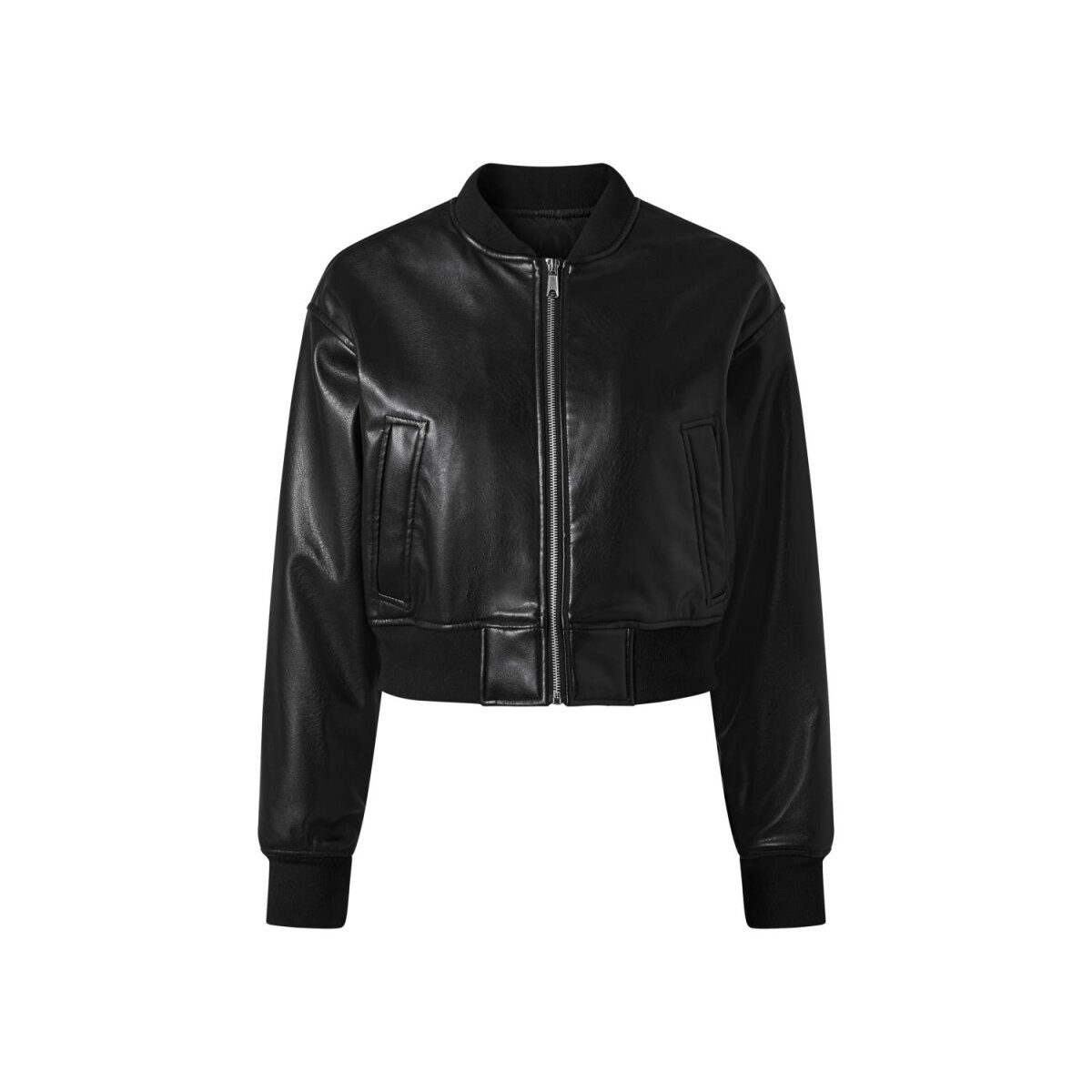 esmara® dames bikerjack, in modieuze leerlook, 36, zwart/structuur