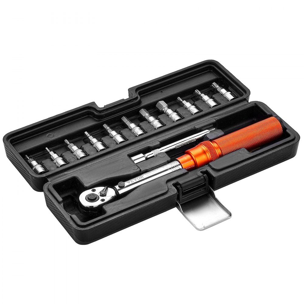 1/4" Drive Click Momentsleutel 2,3-22,6 Nm Tweeweg Momentsleutelset met Dual Range Schalen 72 Tanden ±3% Hoge Precisie Gelegeerd Staal voor Autoreparatie