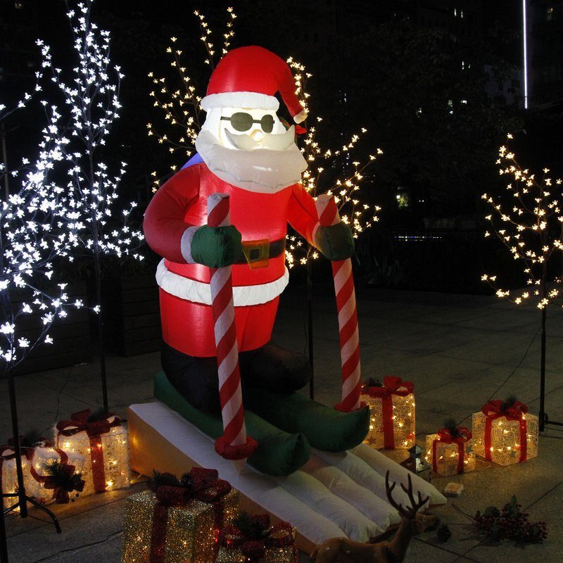 Christmas decoration inflatable Santa Claus skis with lights and accessories
