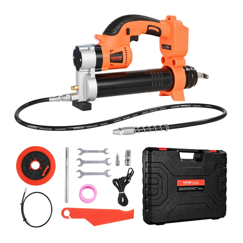 Cordless grease gun, 55 MPa, one-hand grease gun with LED & 90 cm hose, 20 V battery operation & trigger, compatible with 18 V Makita batteries, for lubricating vehicles or machines (tool only) Cordless grease gun, 55 MPa, one-hand grease gun with LED & 90 cm hose, 20 V battery operation & trigger, compatible with 18 V Makita batteries, for lubricating vehicles or machines (tool only)