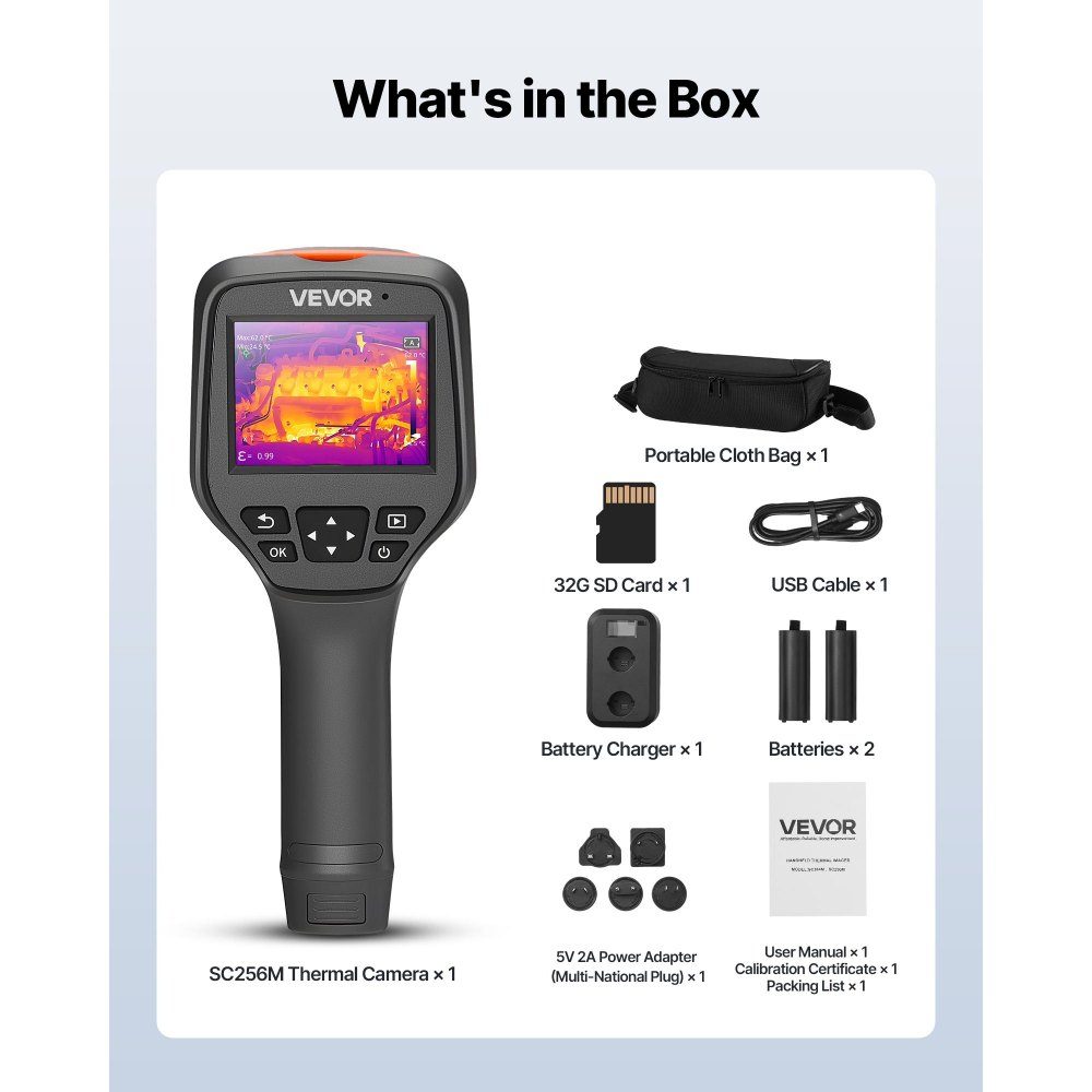 Thermal Imaging Camera, 256 x 192 IR Resolution, Thermal Imaging Device with 2MP Visual Camera, Infrared Imaging Camera with 25Hz Refresh Rate and 3.5" Touch Screen, -20°C to 550°C, WiFi Support