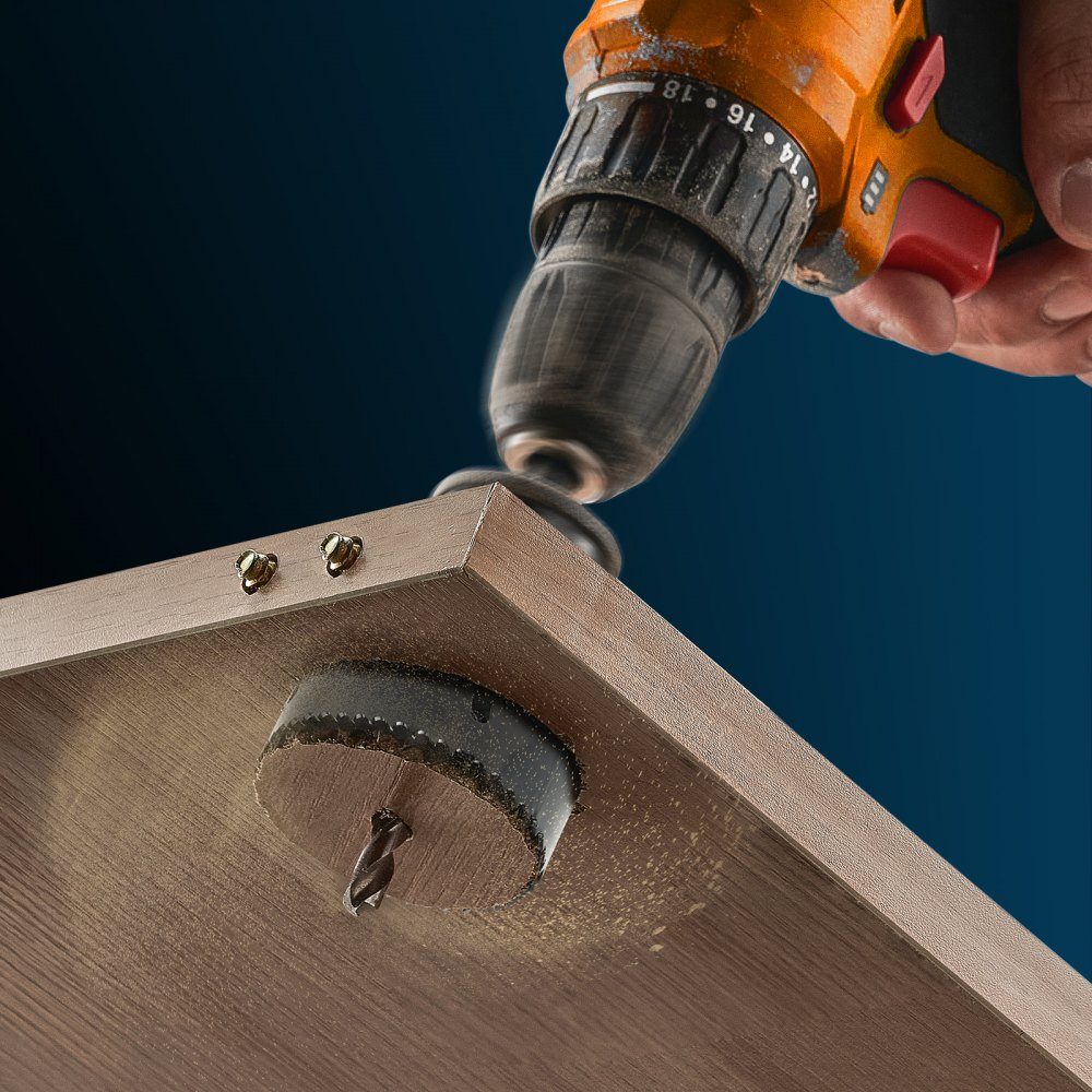 Bimetal hole saw set, 18 pieces. Perforated sheets, 6 hole drills cutting depth 38 mm, bimetal hole saw set, drill accessories, professional hole saws for drilling wood, iron, plastic and PVC etc