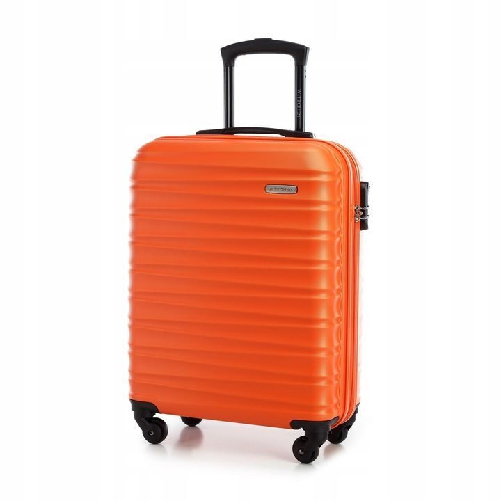 Premium suitcase travel suitcase on-board suitcase with ribs ABS plastic 34l orange