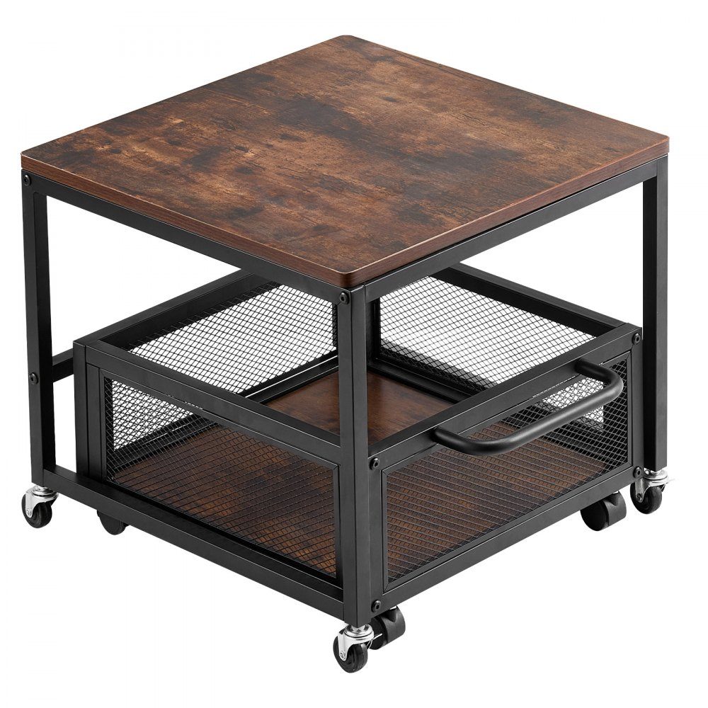 Mini support de Réf. rigérateur, support de réfrigérateur avec capacité de charge de 90 kg, table de réfrigérateur avec chariot de rangement mobile et roues pivotantes, support de réfrigérateur à boissons pour bar à café, appartement, marron foncé