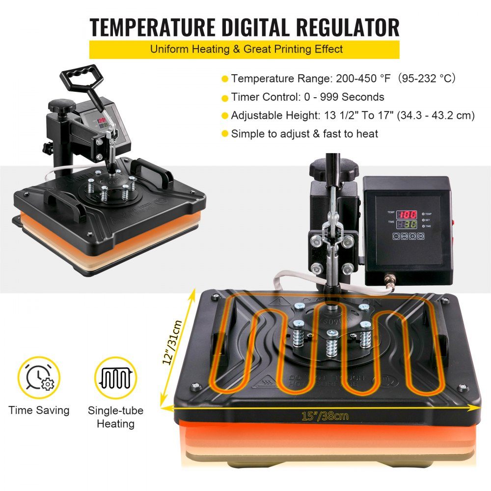 Heat Press 6 in 1 Heat Press Machine 38x30cm T-Shirt Press Machine Heat Press Machine DIY Heat Press with Digital LED Temperature