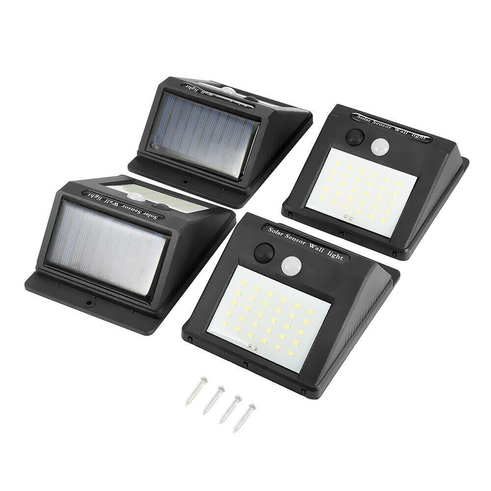 4X LED Solarleuchte mit Bewegungsmelder Außensensor Strahlerlampe