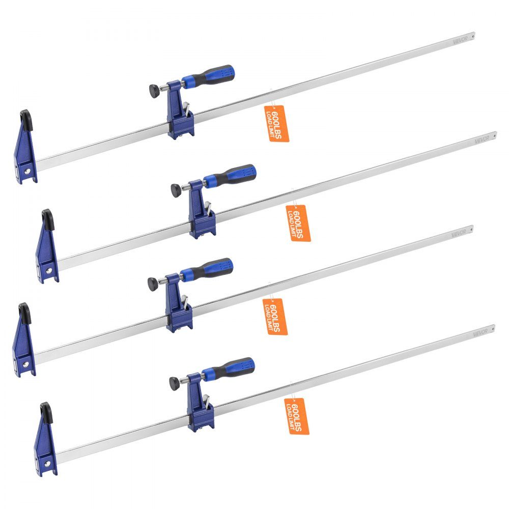 Woodworking Pole Clamps, 4 Pack, 36" Opening, Locking F Clamp with 500lb Load Limit, 2.5" Depth, Cast Iron and Carbon Steel, Easy to Use Metalworking