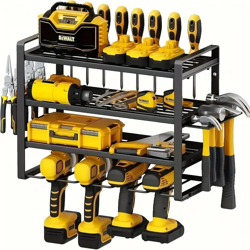 Werkstatt Garage Werkstattregal Robuster 4-stufiger Elektrowerkzeug-Organizer aus Metall