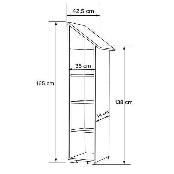 Design boekenplank kinderhuis 165 cm hoog wit-roze kinderkamer