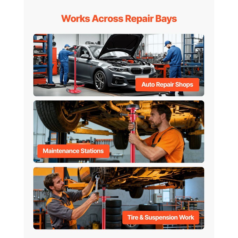 Underlift Support Stand 1T, Rollable, Height Adjustable (1320-2033mm), Car Jack Stand with Ball Bearing Rotary Handle and Pedal for Supporting Vehicle Components, Car Repair