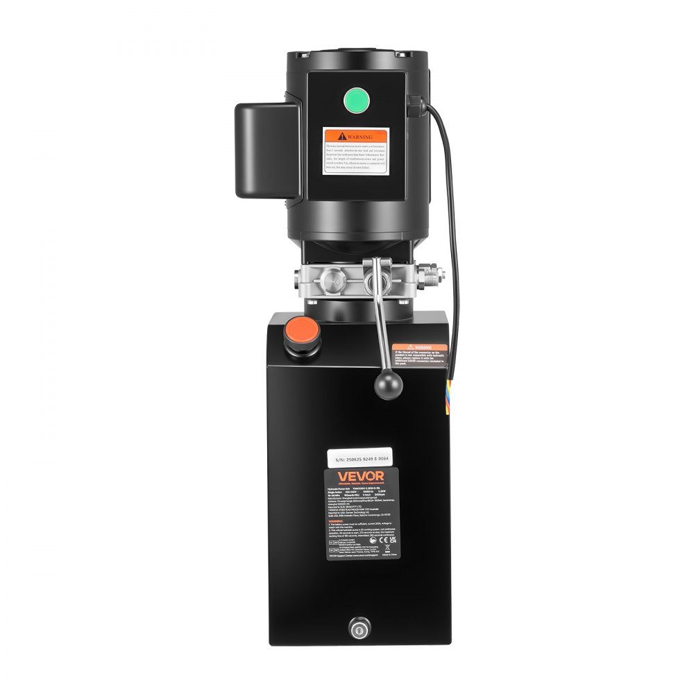 Hydraulic Pump Hydraulic Units AC 220V, 15Qt Single Acting Hydraulic Unit, 6.3L/min Oil Flow, Max Delivery Pressure 22MPa for Dump Trucks, Automotive Workshops, Lifts, Black