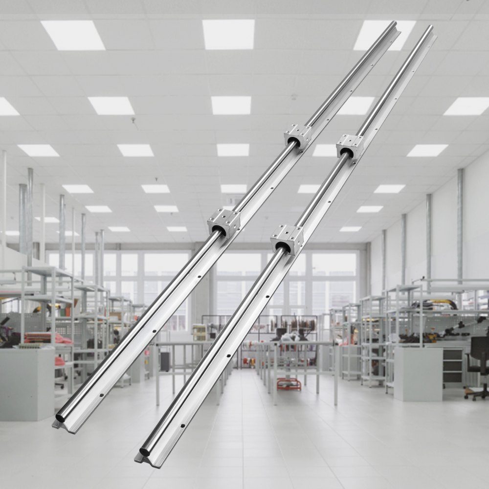 Linear Guide Linear Rail 2pcs SBR16-1500mm Carbon Steel Aluminum Guide Rail with 4pcs SBR16UU Sliding Blocks Linear Bearing Bearing Block CNC Parts for 3D Printer Milling/Lathe Machine