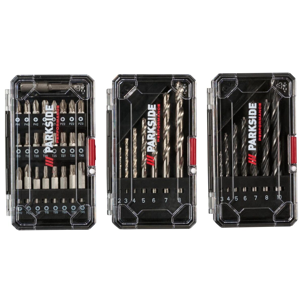 PARKSIDE PERFORMANCE® 12 V cordless drill/driver starter set “PBSPA 12 E4”, with batteries and charger