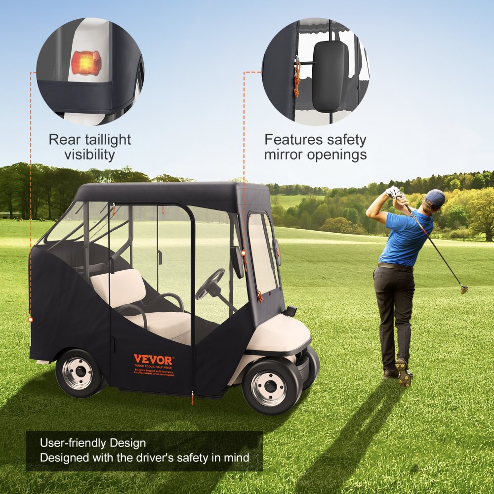 Housse de pluie transparente pour chariot de golf pour 2 personnes 1495 x 1230 mm 600D étanche et portable pour chariot de golf mobile compatible avec les chariots de golf EZGO TXT Housse de pluie transparente pour chariot de golf pour 2 personnes 1495 x 1230 mm 600D étanche et portable pour chariot de golf mobile compatible avec les chariots de golf EZGO TXT