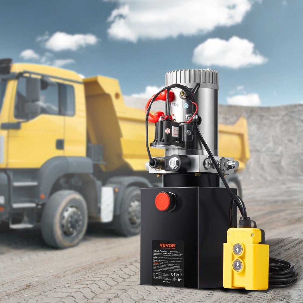 Hydraulic pump hydraulic unit 12V hydraulic unit 1600W, single-acting hydraulic pump hydraulic unit, 3.79L tank hand pump hydraulic unit, for elevators, forklifts etc