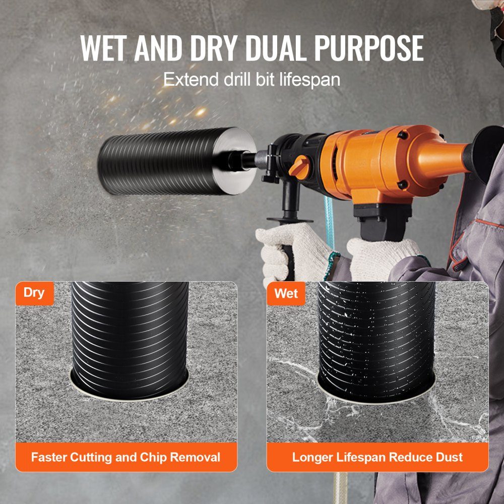Diamond Core Drill, 108mm Wet/Dry Diamond Core Drill for Bricks and Blocks, Concrete Core Drill with Guide Drill and Saw Blade, 241.3mm Drilling Depth, 5/8"-11 Female Thread