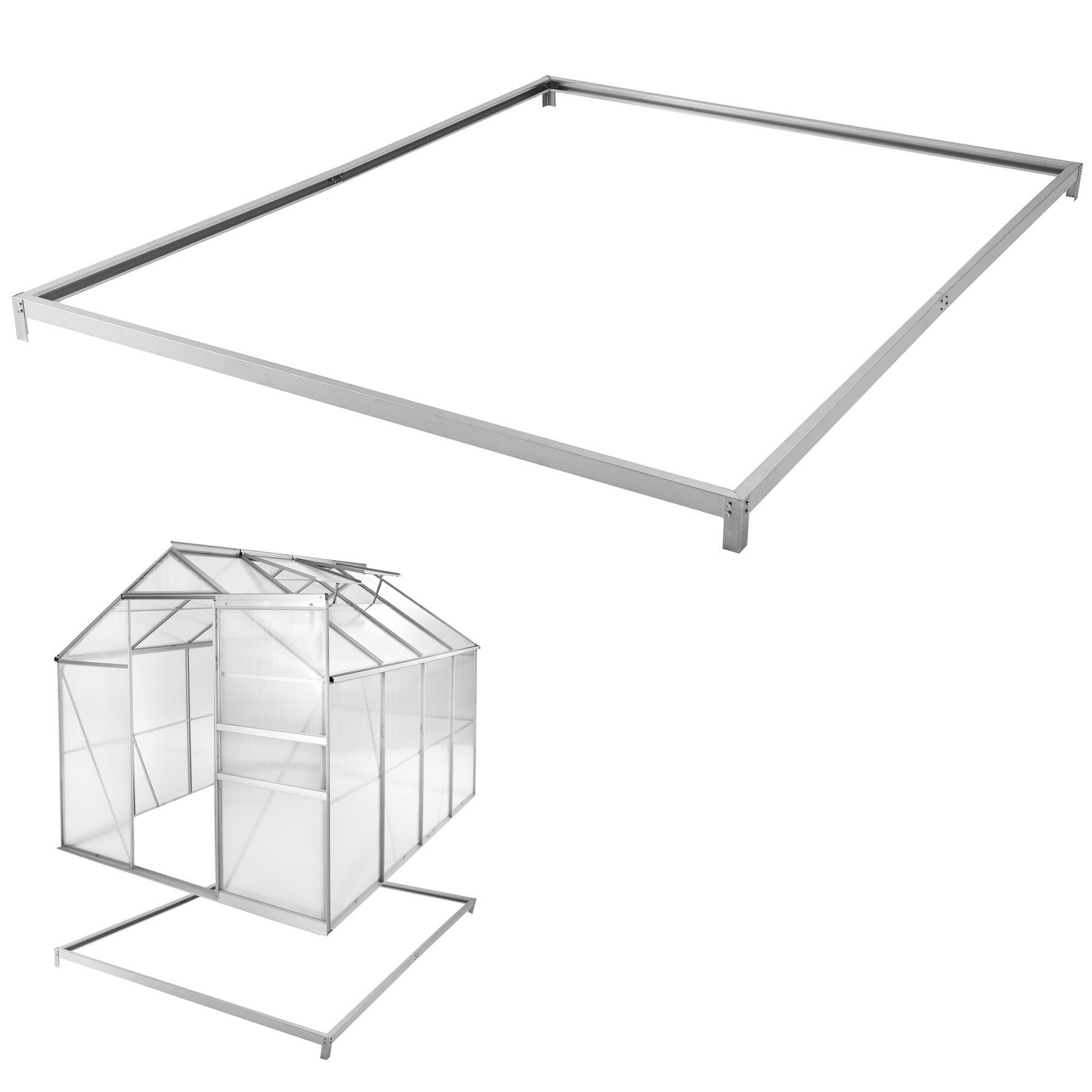 Aluminium kas met stalen fundering, kas, tuinhuis, koudskelettuin