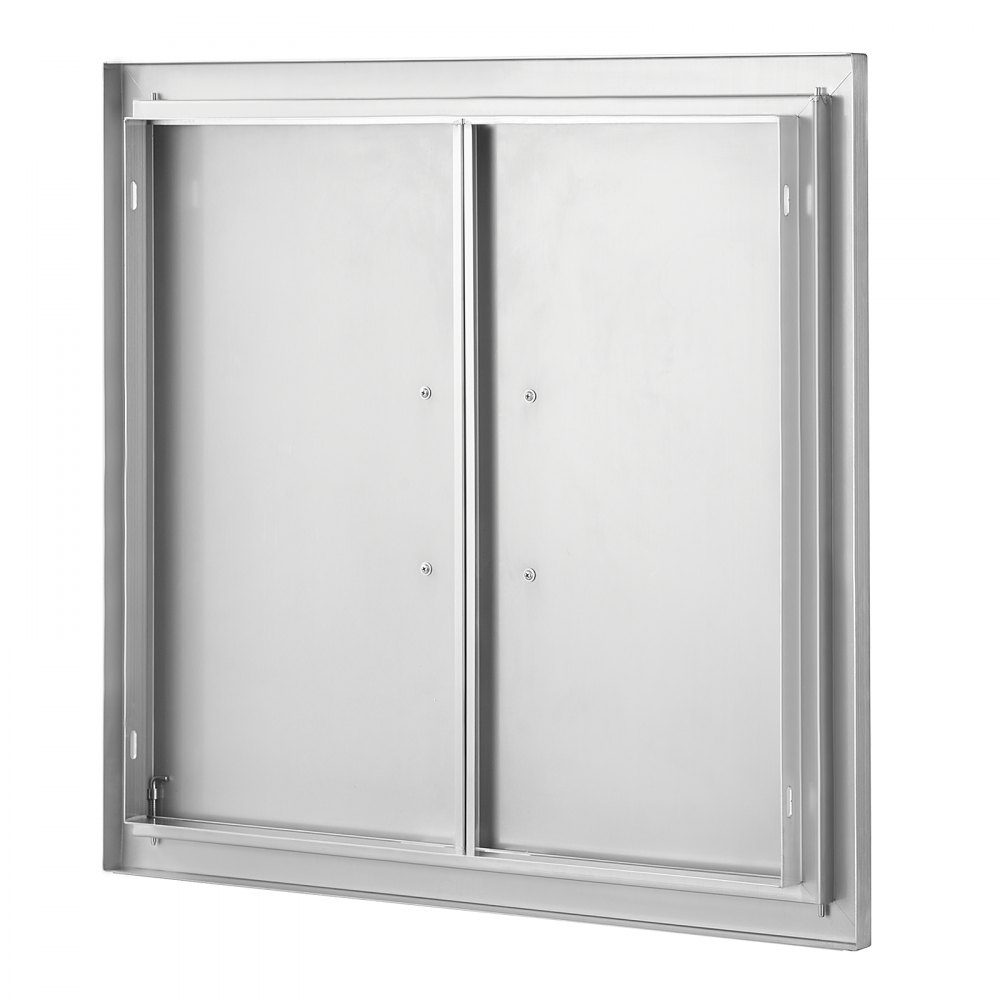 Grill Access Door 660x609mm Double Outdoor Kitchen Door Flush Mount Stainless Steel Door Vertical Wall Door with Handles for Grill Island Grill Station Outdoor Cabinet