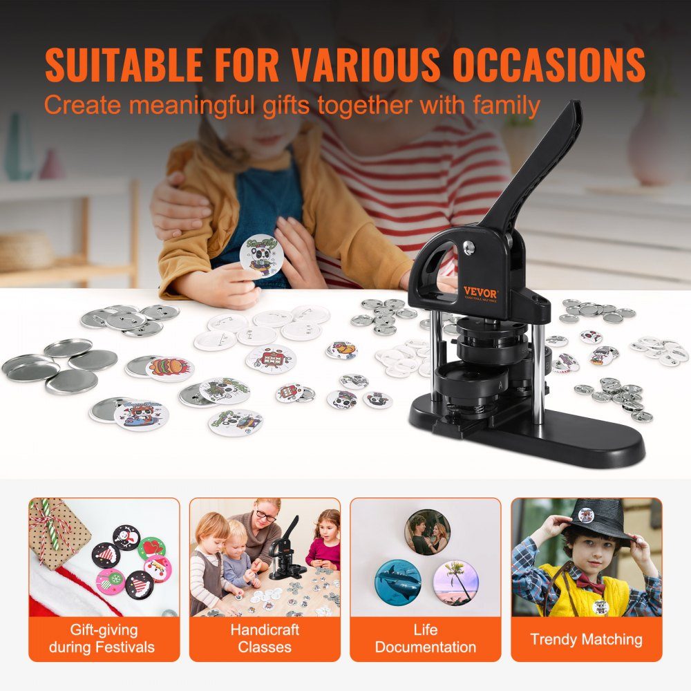 Button machine button maker machine 25/32/58 mm, badge punch press, button press, DIY badge press machine button badge maker for personalized badges including magic book