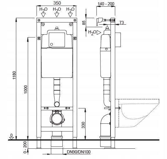 Vorwandelement Wand-Unterputz-WC-Set RAHMEN + WC + Griff SET 7in1 Design 1