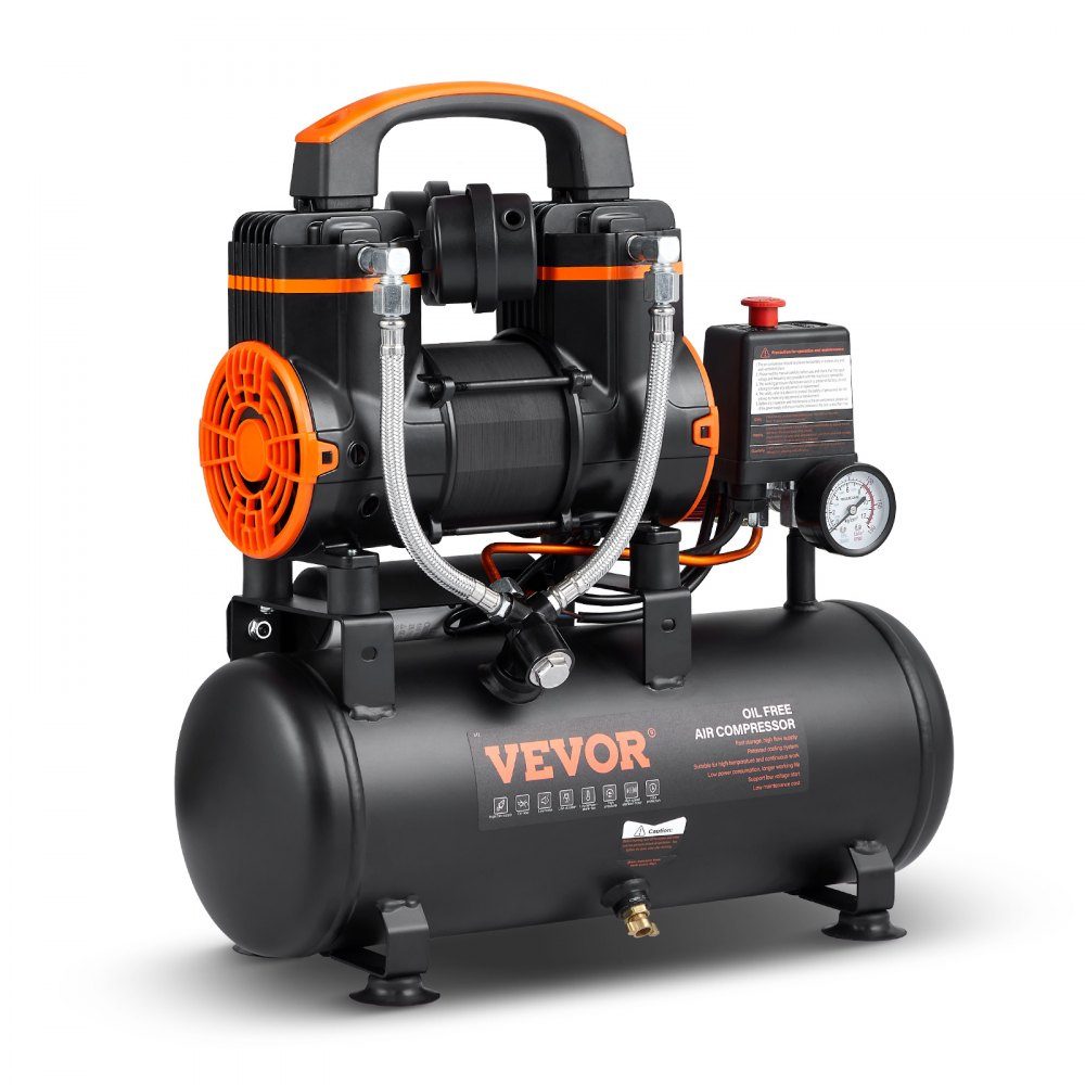 2,1-Gallonen-Luftkompressor, 1,2 PS, 2,2 CFM bei 90 PSI, ölfreier Luftkompressortank und max. 116 PSI Druck, 70 dB extrem leiser Kompressor für Autoreparatur, Reifendruck, Sprühlackierung, Nageln von Holzarbeiten