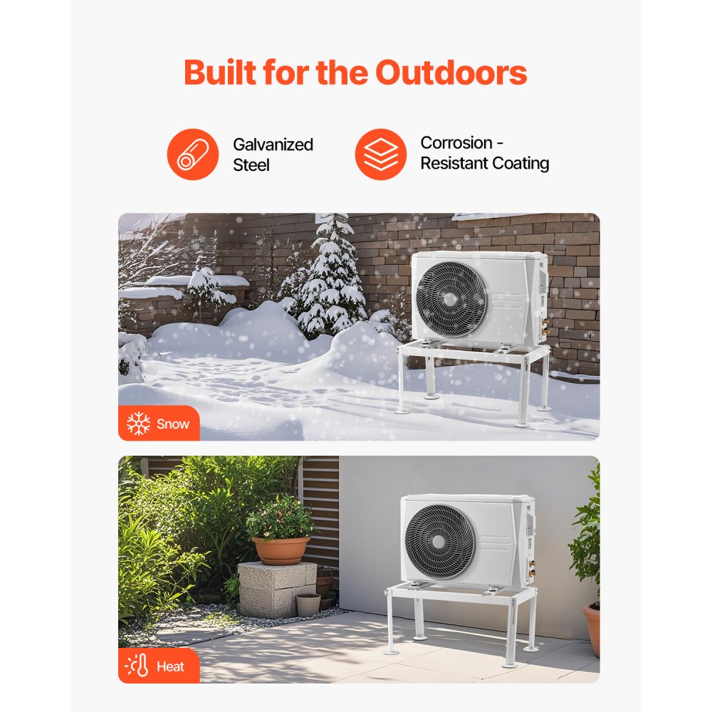 Support de sol pour climatiseur, mini support divisé anti-vibration pour pompes à chaleur de climatiseur sans conduit de 9 000 à 24 000 BTU, support de base AC pour montage au sol avec max. Capacité de charge de 200 kg Support de sol pour climatiseur, mini support divisé anti-vibration pour pompes à chaleur de climatiseur sans conduit de 9 000 à 24 000 BTU, support de base AC pour montage au sol avec max. Capacité de charge de 200 kg