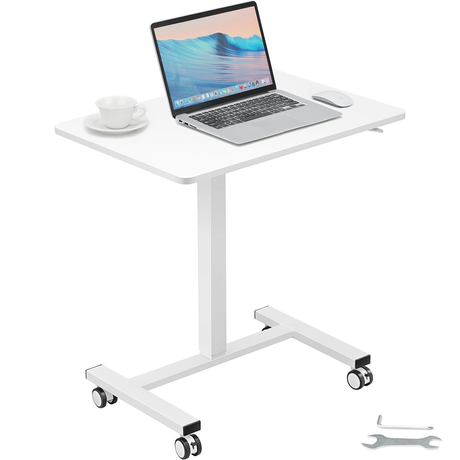 Table d'ordinateur portable réglable en hauteur 713-1118 mm Table de projection pour ordinateur portable Table d'ordinateur portable blanche enroulable 690 x 480 mm Table de soins de bureau mobile Table d'ordinateur Poste de travail pour la maison, le bur