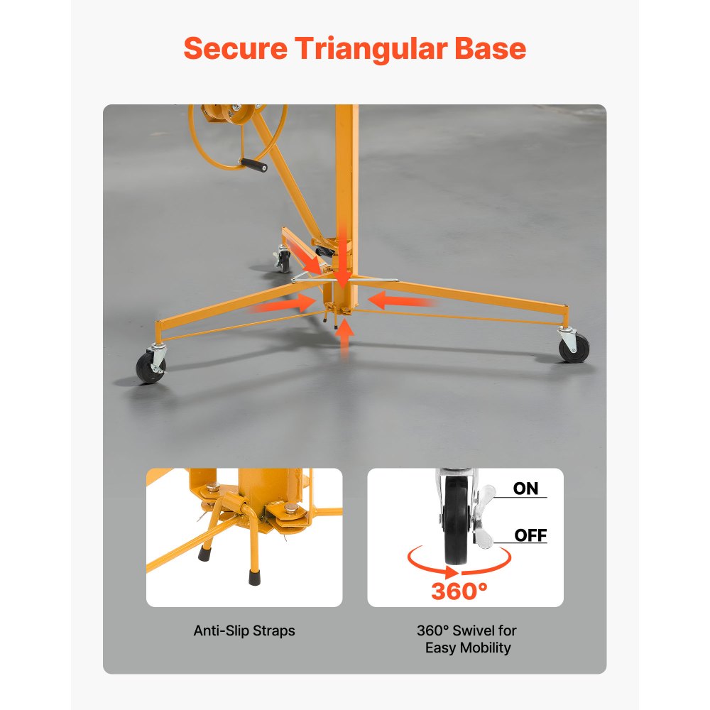 Plattenheber bis max. 68 kg, 3353 mm Höhe, Gipskartonheber mit verstellbarem Teleskoparm, Gipskarton, Trockenbauheber, Plattenheber, Hebezeug, Werkzeug, für Decken- und Wandmontage (gelb) Plattenheber bis max. 68 kg, 3353 mm Höhe, Gipskartonheber mit verstellbarem Teleskoparm, Gipskarton, Trockenbauheber, Plattenheber, Hebezeug, Werkzeug, für Decken- und Wandmontage (gelb)