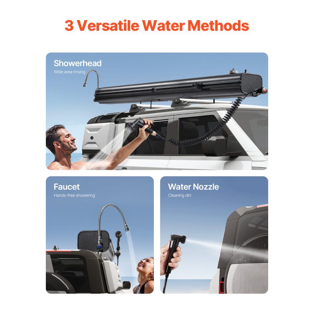 Réservoir d'eau pour galerie de toit, stockage d'eau pour véhicules 30L avec 2 plaques anti-éclaboussures et fente en T, réservoir en aluminium avec raccord haute pression, pour traverse de coffre de sécurité