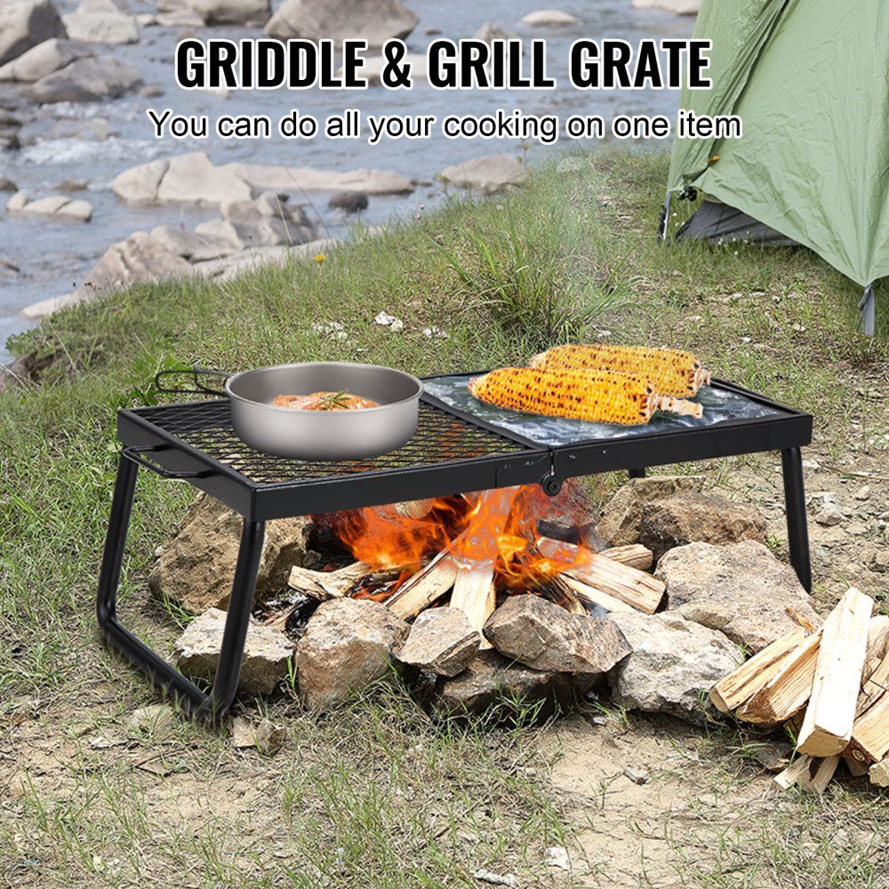 BBQ Gills Holzkohlegrill Klappgrill Tischgrill 570 x 285 x 230 mm, 6 kg Tragkraft tragbarer Reisegrill Outdoor Campinggrill 300 ℃, Grillrost + Grillplatte für Gartenpartys, Picknicks, Terrasse