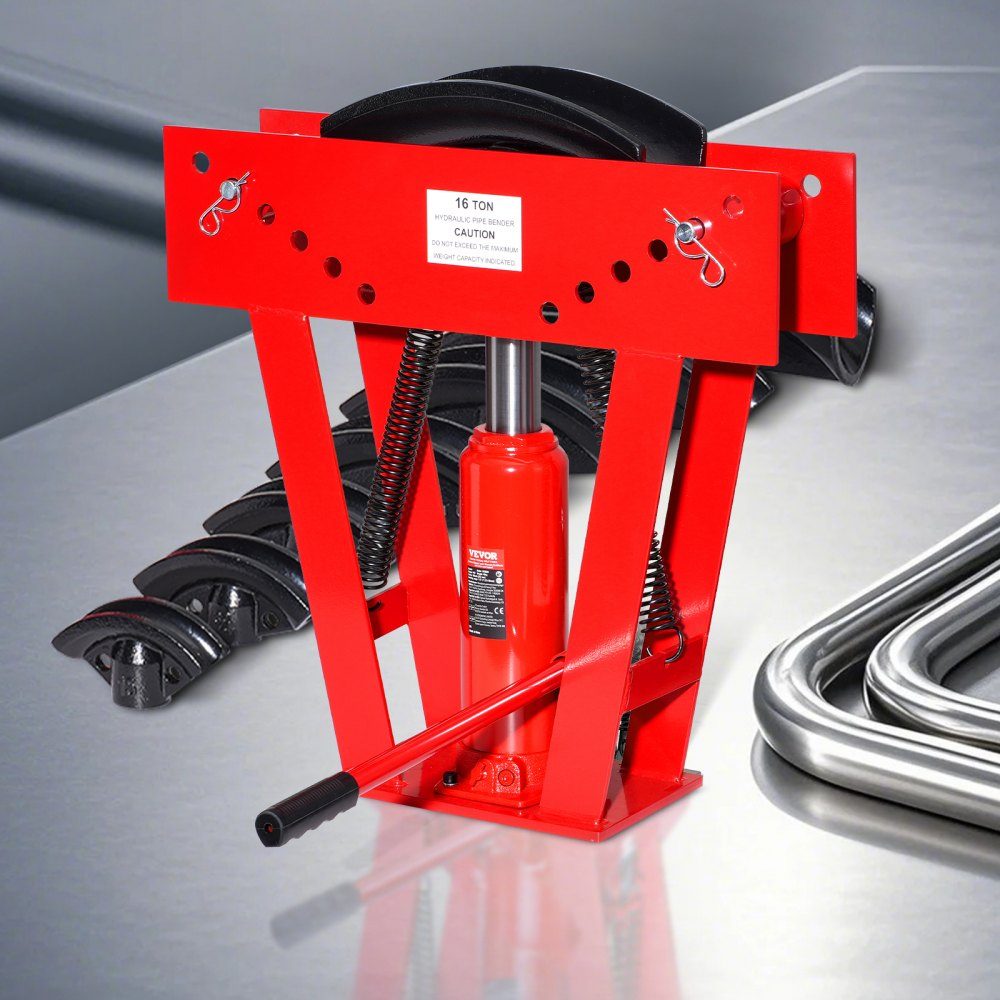 Hydraulischer Rohrbieger, 16-Tonnen-Rohrbieger, Rohrbieger mit 8 Matrizen (1/2, 3/4, 1, 1-1/4, 1-1/2, 2, 2,5, 3 Zoll), 90–180° verstellbare Rollen zum Biegen verschiedener Metallarten