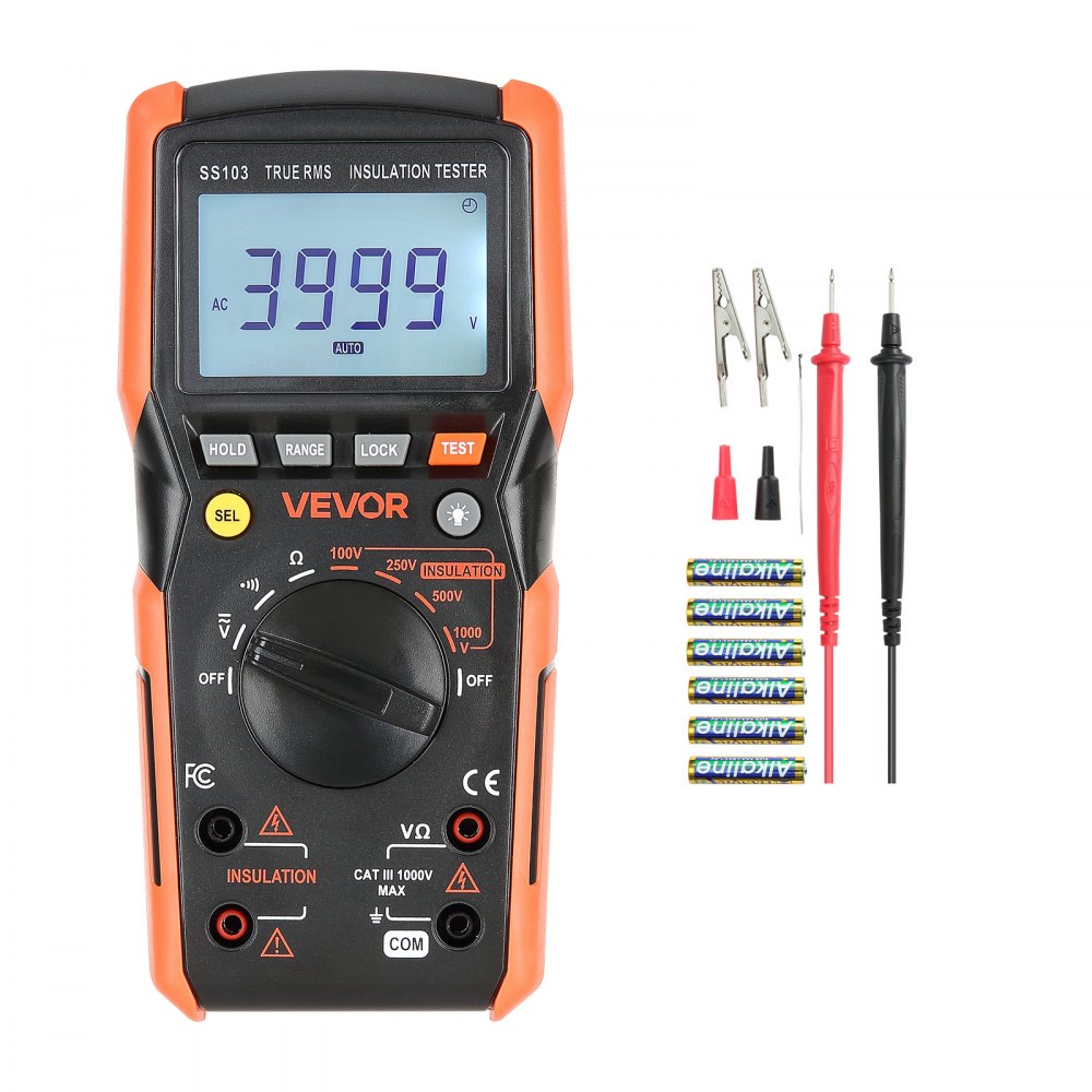 Multimètre numérique, voltmètre ohmmètre TRMS 4000 points, testeur de tension AC/DC 1000 V avec plage automatique/manuelle commutable pour la mesure de tension, de résistance et de continuité Multimètre numérique, voltmètre ohmmètre TRMS 4000 points, testeur de tension AC/DC 1000 V avec plage automatique/manuelle commutable pour la mesure de tension, de résistance et de continuité