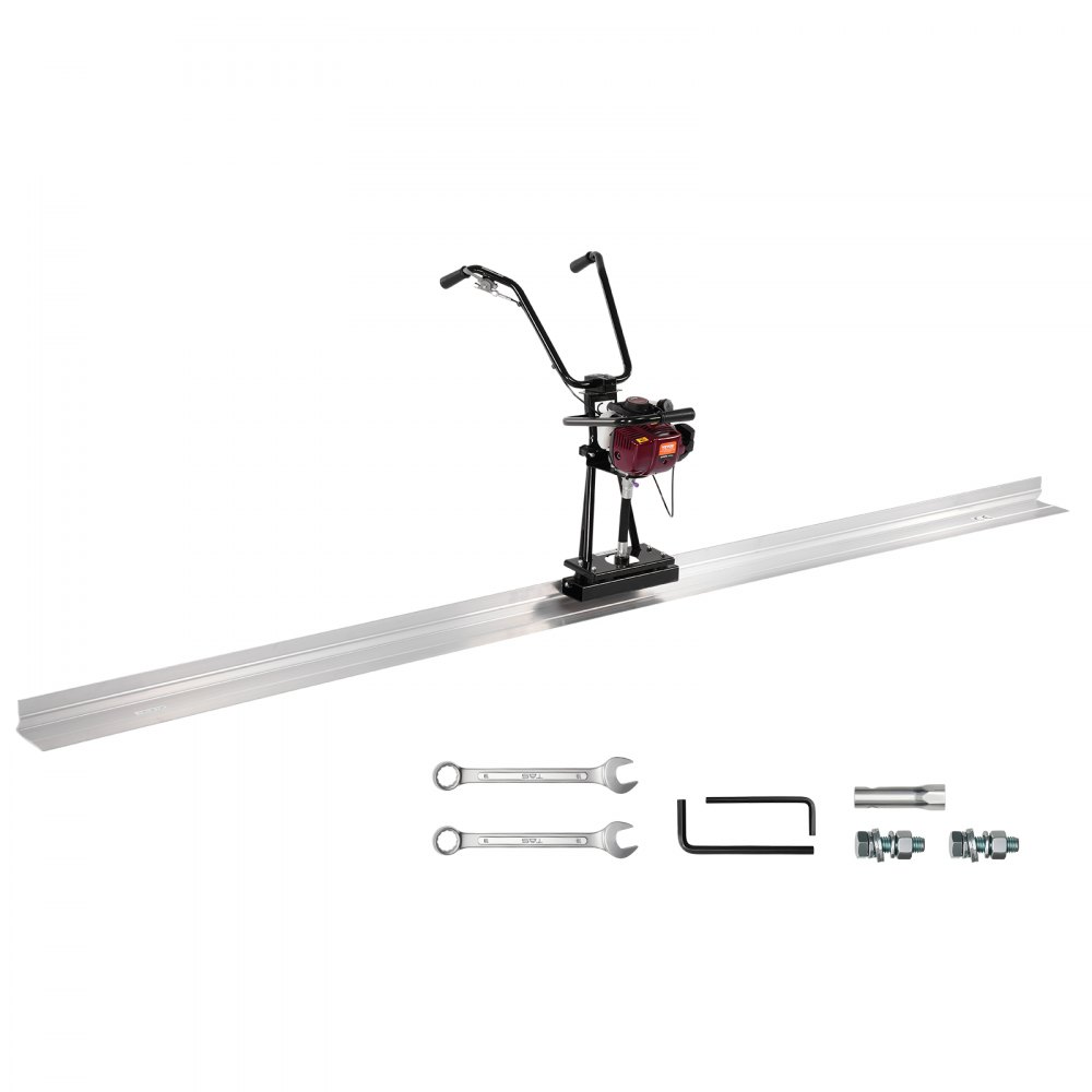 Aluminum Electric Concrete Spreader 1.2m Tool for Leveling and Finishing Concrete Screeds 4-Stroke Vibration Motor Height Adjustable Handles High Efficiency 6500rpm