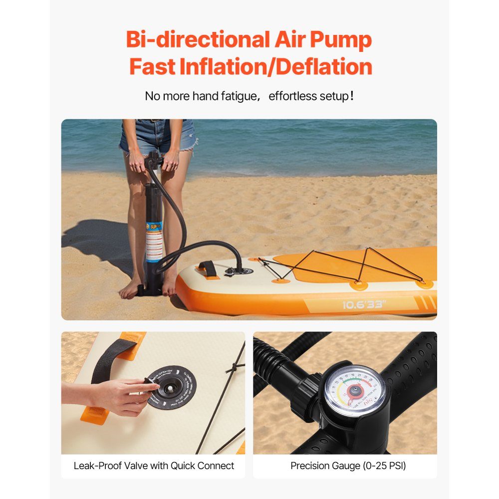 Aufblasbares Stand-Up-Paddle-Board (323 x 83,8 x 15,2 cm) Paddleboard, komplettes Set inklusive Pumpe, Paddelflossen-Rucksack, Knöchelleinengurt, rutschfestes Deck für Jugendliche und Erwachsene