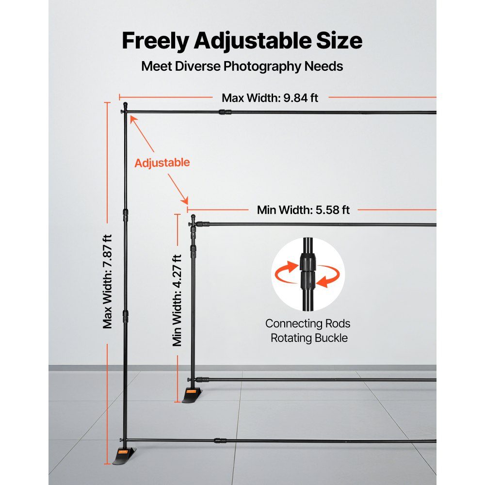 Telescopic tube backdrop stand DM-ABS, telescopic backdrop system, adjustable to 20x20cm or 20x25cm, aluminum material backdrop stand for holiday events
