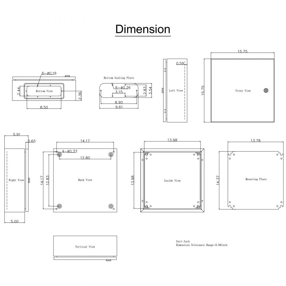 Armoire de commande Boîtier industriel NEMA, armoire de distribution en acier NEMA 4X 40 x 40 x 15 cm, IP66 étanche à l'eau et à la poussière, boîte de jonction électrique extérieure/intérieure, avec plaque de montage
