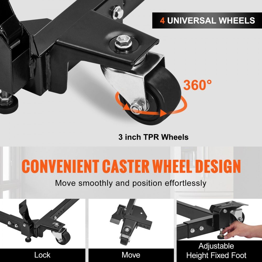 Mobile Base, 1500 lbs Capacity, Adjustable from 20" x 24.5" to 28" x 33.5", Heavy Duty Universal Mobile Base with 4 Caster Wheels, for Woodworking Equipment, Band Saws, Power Tools, Machinery