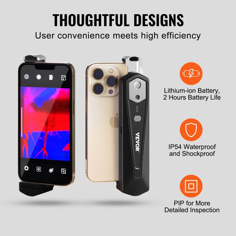 Thermal Imaging Camera for Android and IOS, Wireless Infrared Thermal Imaging Camera with 256x192 IR Resolution, Wi-Fi and Visual Camera, Thermal Imaging Camera with 25Hz Refresh Rate for Smartphones