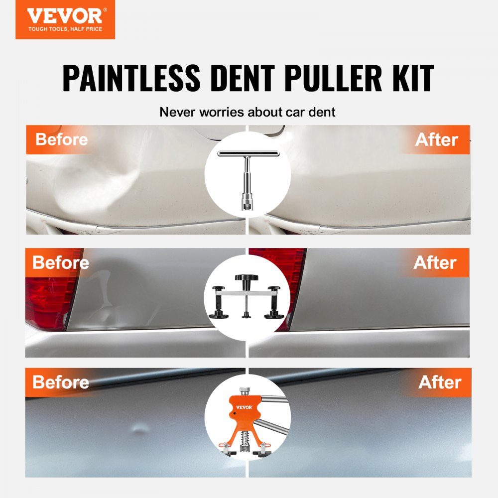 69pcs Dent Puller Slide Hammer Dent Repair Kit, Includes 20 Pull Tabs and 6 x Bridge Pull Tabs, Dent Removal Tool for Car, Washing Machine etc