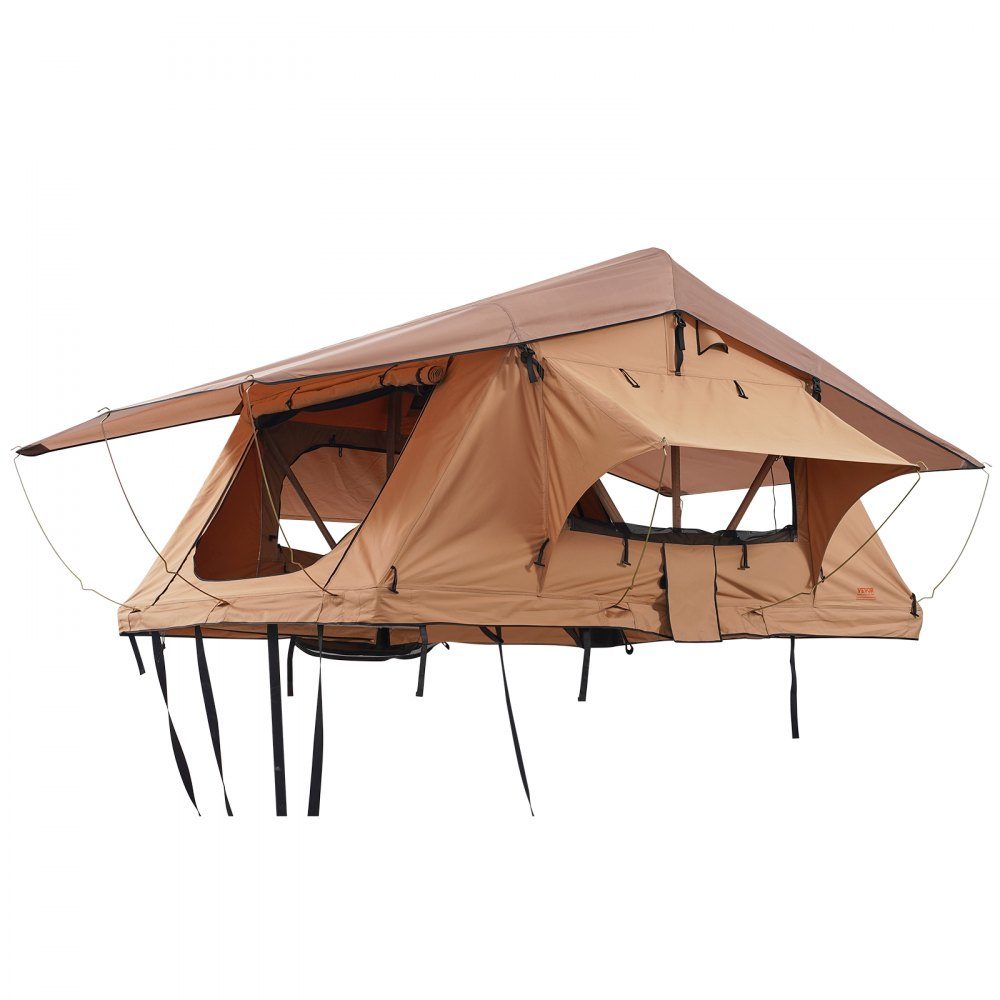 Tente de toit avec coque rigide pour 2 à 3 personnes, tente de toit pliable avec échelle télescopique (capacité de charge de 150 kg), matelas en tissu Oxford imperméable pour Jeep SUV Van Pickup