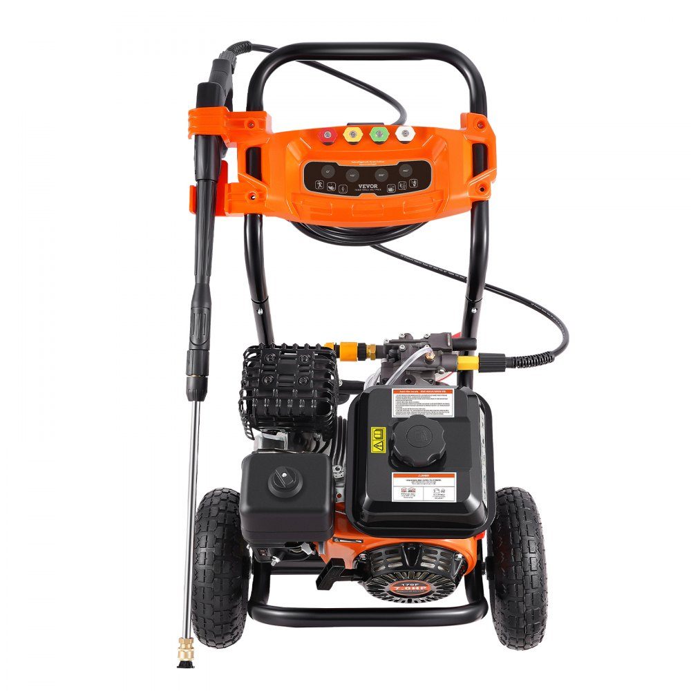 Benzin-Hochdruckreiniger, 3500 PSI 10 l/min, 2,6 GPM Terrassenreiniger mit Aluminiumpumpe, Druckpistole und Verlängerungsstab, 5-Düsen-Set, für Autos, Zäune, Häuser, Einfahrten, Terrassen