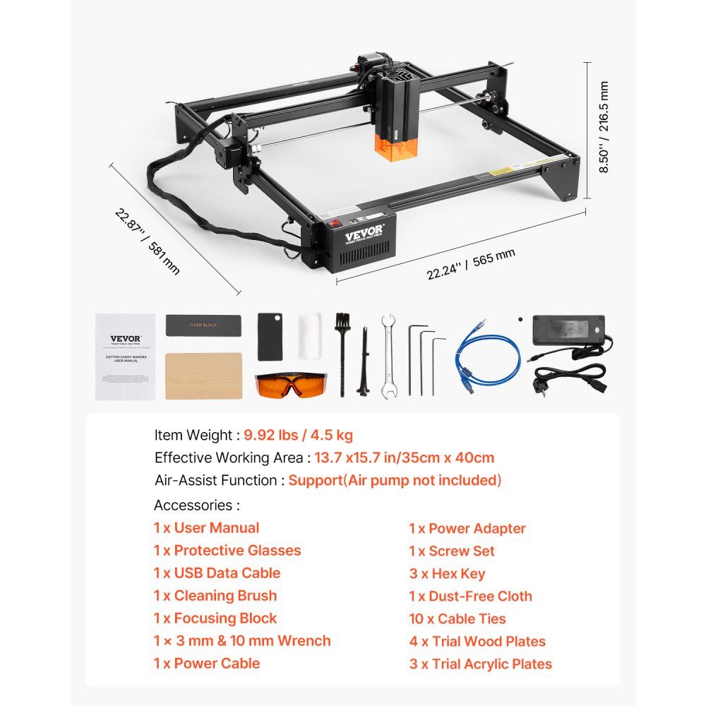 Laser Engraver, 20W Power, Laser Engraving Machine, 35x40cm Working Area, 10000mm/min Movement Speed, Compressed Tip with Eye Protection, for Wood, Certain Metals
