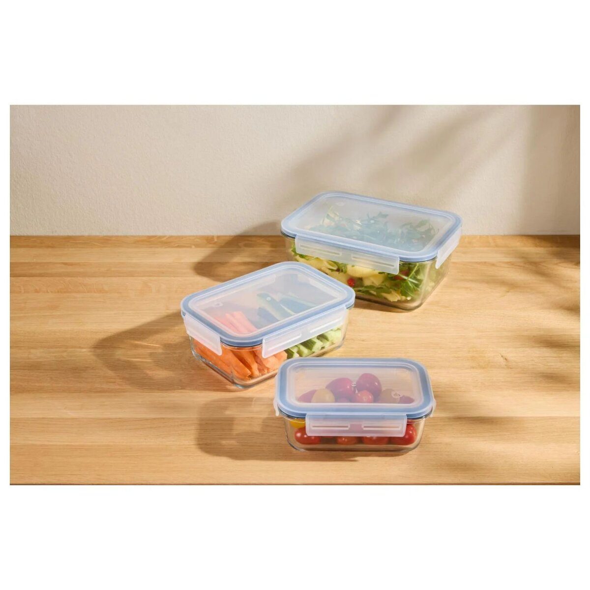 SILVERCREST® glazen voedselopslagcontainerset (rechthoekige set van 3)