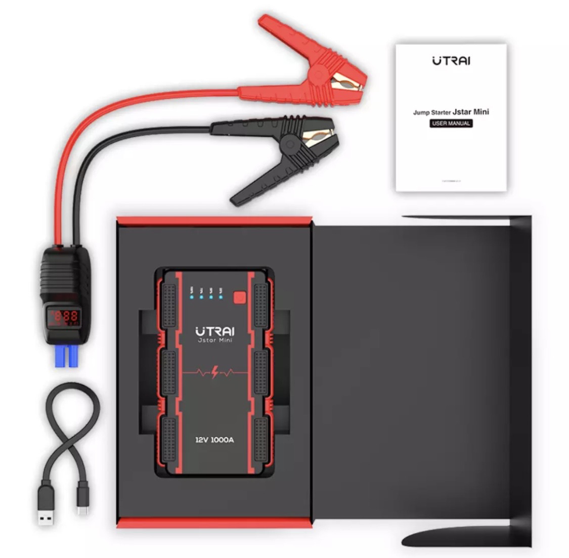 *OFFRE* Démarreur de voiture UTRAI 12 V 1000 A 13 000 mAh Banque d'alimentation de batterie de voiture, jusqu'à 6 L d'essence, démarreur diesel 4,5 L avec QC3.0, double USB, lampe de poche LED *OFFRE* Démarreur de voiture UTRAI 12 V 1000 A 13 000 mAh Banque d'alimentation de batterie de voiture, jusqu'à 6 L d'essence, démarreur diesel 4,5 L avec QC3.0, double USB, lampe de poche LED