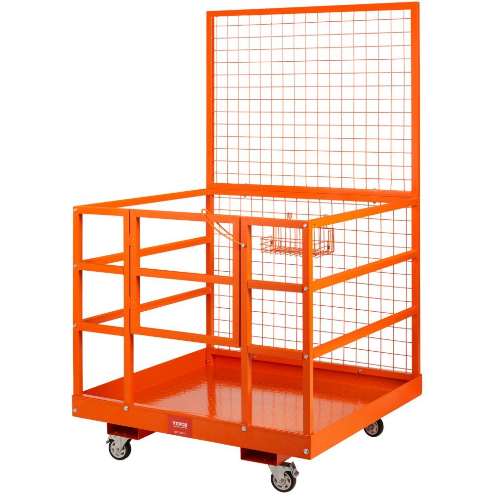 Arbeitsplattform-Gabelstapler 635 kg Sicherheitskorb Schwerlast-Arbeitskorb aus Stahl 114,3 x 109,2 x 203,2 cm Gabelstapler-Plattform Premium für 1–2 Personen Montageplattform-Gabelstapler Ideal für Arbeiten in der Höhe