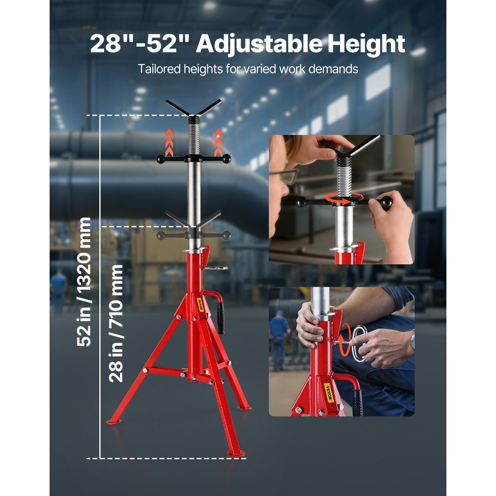 V Head Pipe Stand Height Adjustable 710-1320mm Pipe Stand 1134kg Portable Folding V Head Pipe Stand
