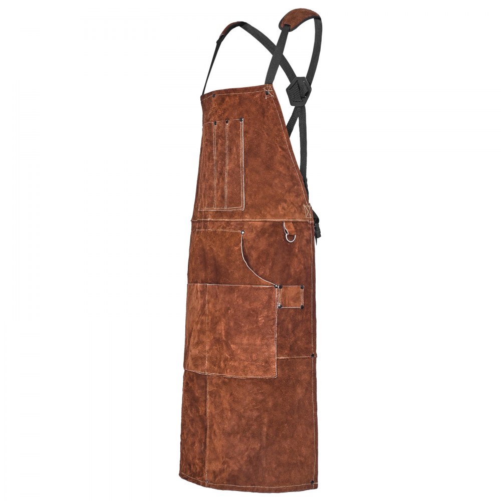 Koeienhuid Lasschort Vlamvertragend Beschermend Schort Hittebestendig Leren Schort met 6 Gereedschapszakken Werkschort voor Houtbewerking Tuinieren BBQ 610x914mm Koeienhuid Lasschort Vlamvertragend Beschermend Schort Hittebestendig Leren Schort met 6 Gereedschapszakken Werkschort voor Houtbewerking Tuinieren BBQ 610x914mm