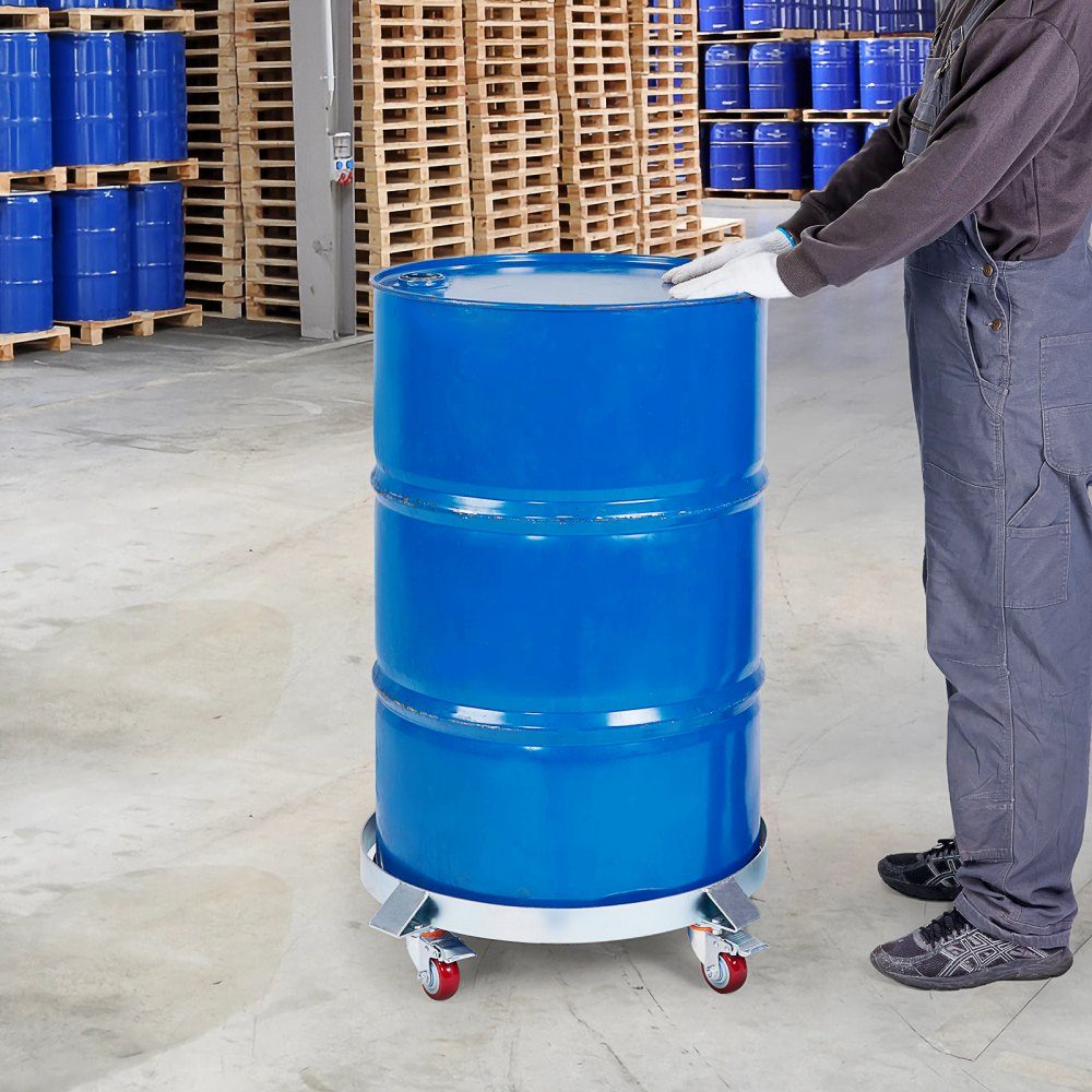 2x Fassroller 250L Transportroller Karbonstahl Rollbrett Innendurchmesser Ø 607mm Fasswagen mit 4 Universalrädern mit Bremsen Trolley Transportwagen zum Transport von Fässern bis 454kg