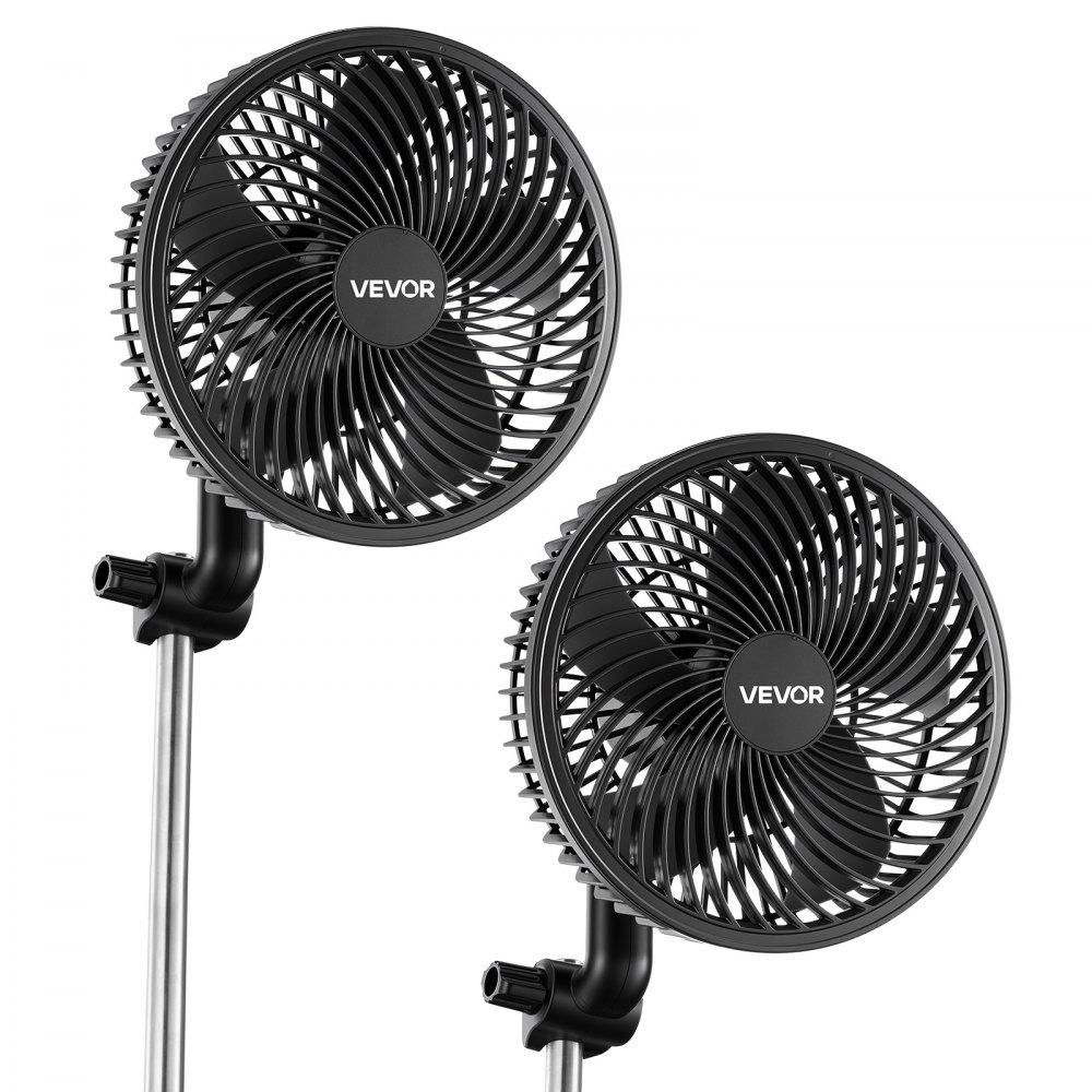 Kweekventilator met clip oscillerend, 10W clipventilator met type C-aansluiting, 9 snelheidsniveaus en circulatiemodus, circulatieventilator voor circulatie en koeling in kweekkast, kweektent, set van 2